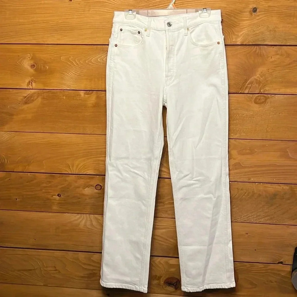 Re/Done Denim - Re/done womens jean 70 stove pipe wide leg white 28 denim work school streetwear